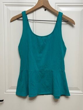 Express Teal Scoop Neck Peplum Tank Top